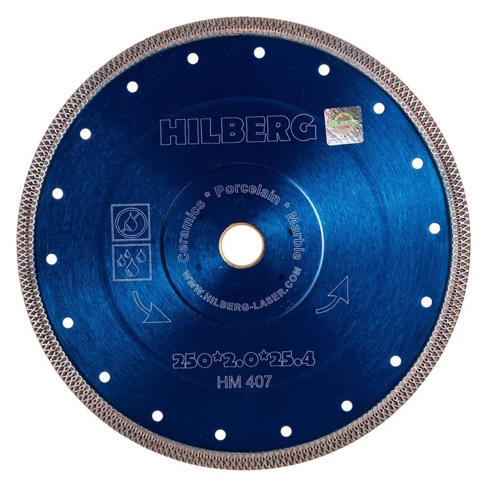 Диск алмазный по керамике и керамограниту Hilberg 250х25.4/22.2мм (HM407)