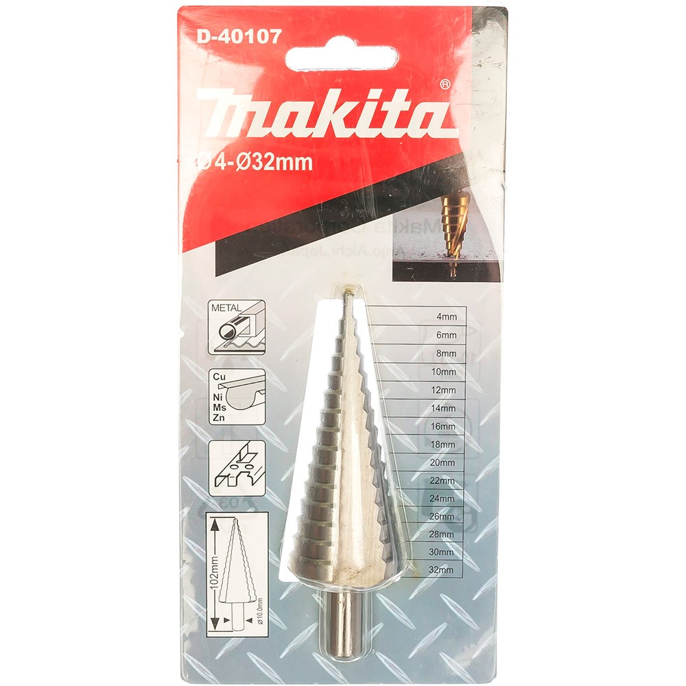 Сверло по металлу Makita HSS-TiN 4-32мм ступенчатое (D-40107)