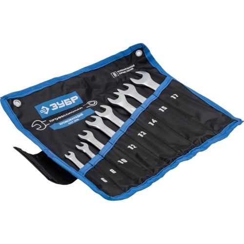 ЗУБР 8 шт, 6 - 17 мм, набор комбинированных гаечных ключей, Профессионал (27087-H8)