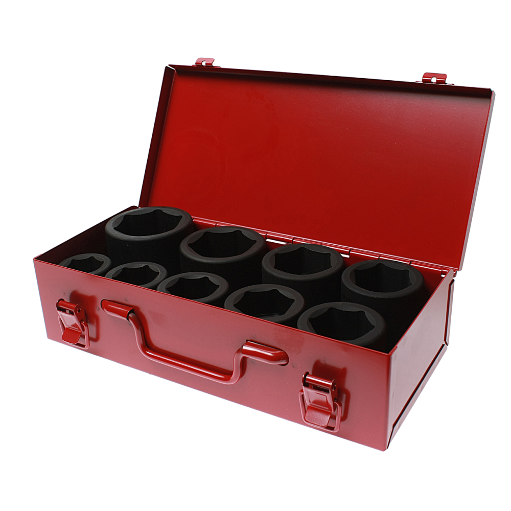 Набор головок торцевых 1" 6-ти гранных 27-50мм ударных 9 предметов в кейсе JTC