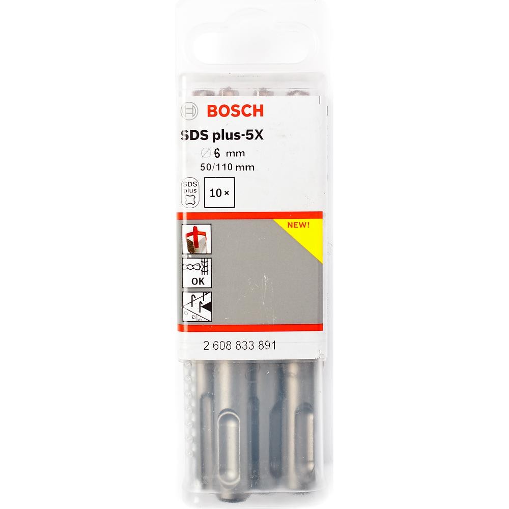 Набор буров SDS-plus-5X Bosch 6x110мм 10шт (891)