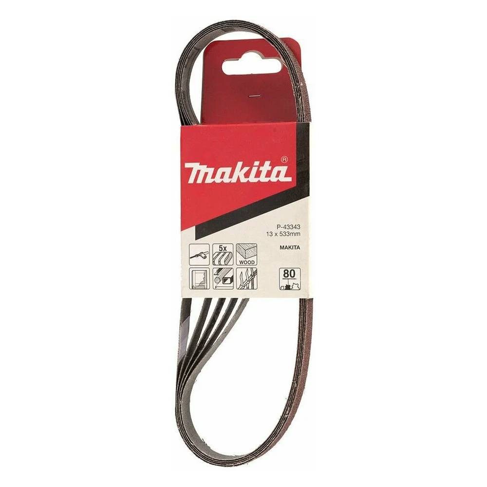 Лента шлифовальная Makita 13х533мм P80 5шт (P-43343)