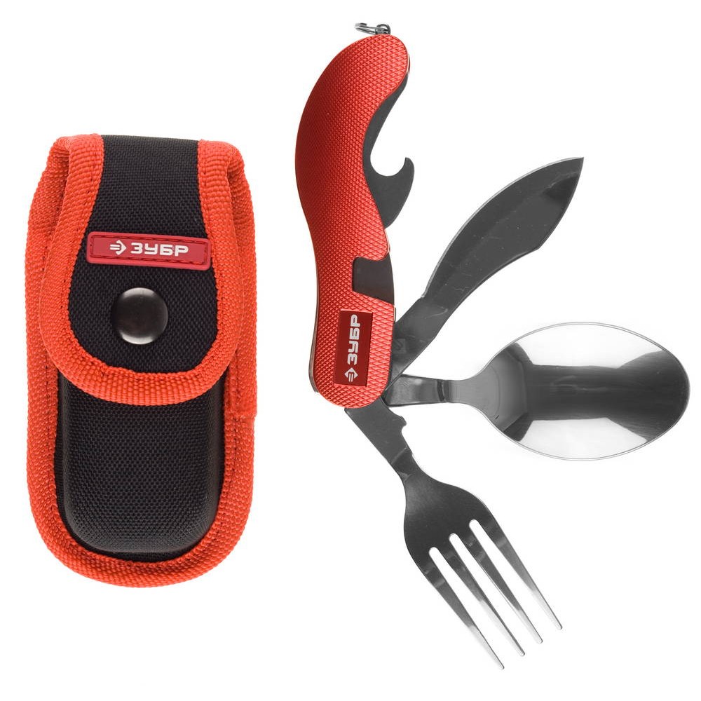 ЗУБР Турист 4 в 1, с вилкой и ложкой, длина рукоятки 105 мм, походный набор (47782)