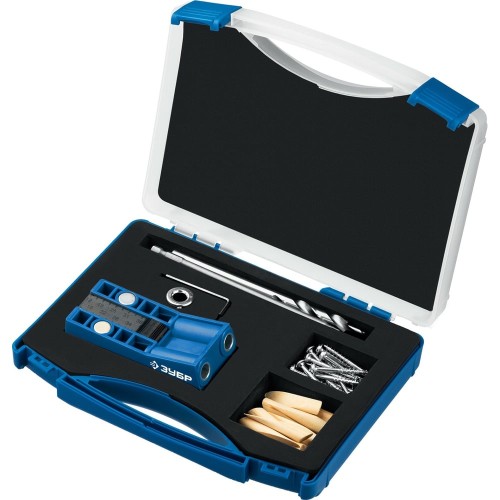 ЗУБР два отверстия, в кейсе, двойной кондуктор для глухих отверстий, Профессионал (30091)