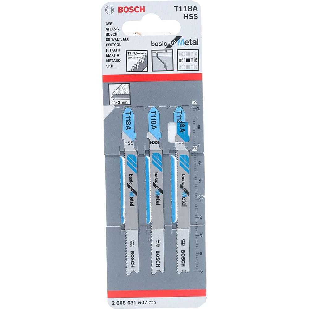 Пилка для лобзика по металлу Bosch T118А 92мм 3шт (507)