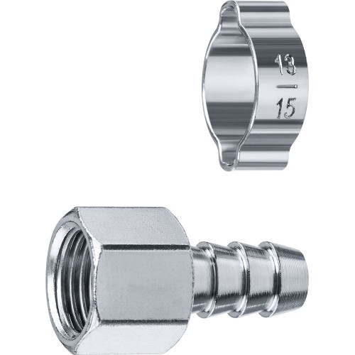 ЗУБР штуцер _елочка_, 10 мм - 1/4_F, переходник с обжимным хомутом, Профессионал (64923-1/4-10)