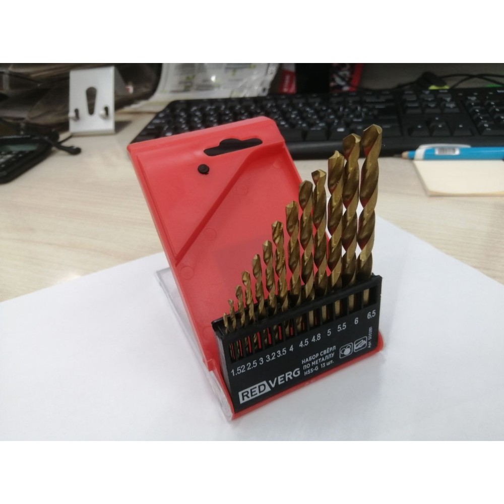 Набор сверл по металлу REDVERG HSS-G 1.5-6.5мм 13шт (500281)