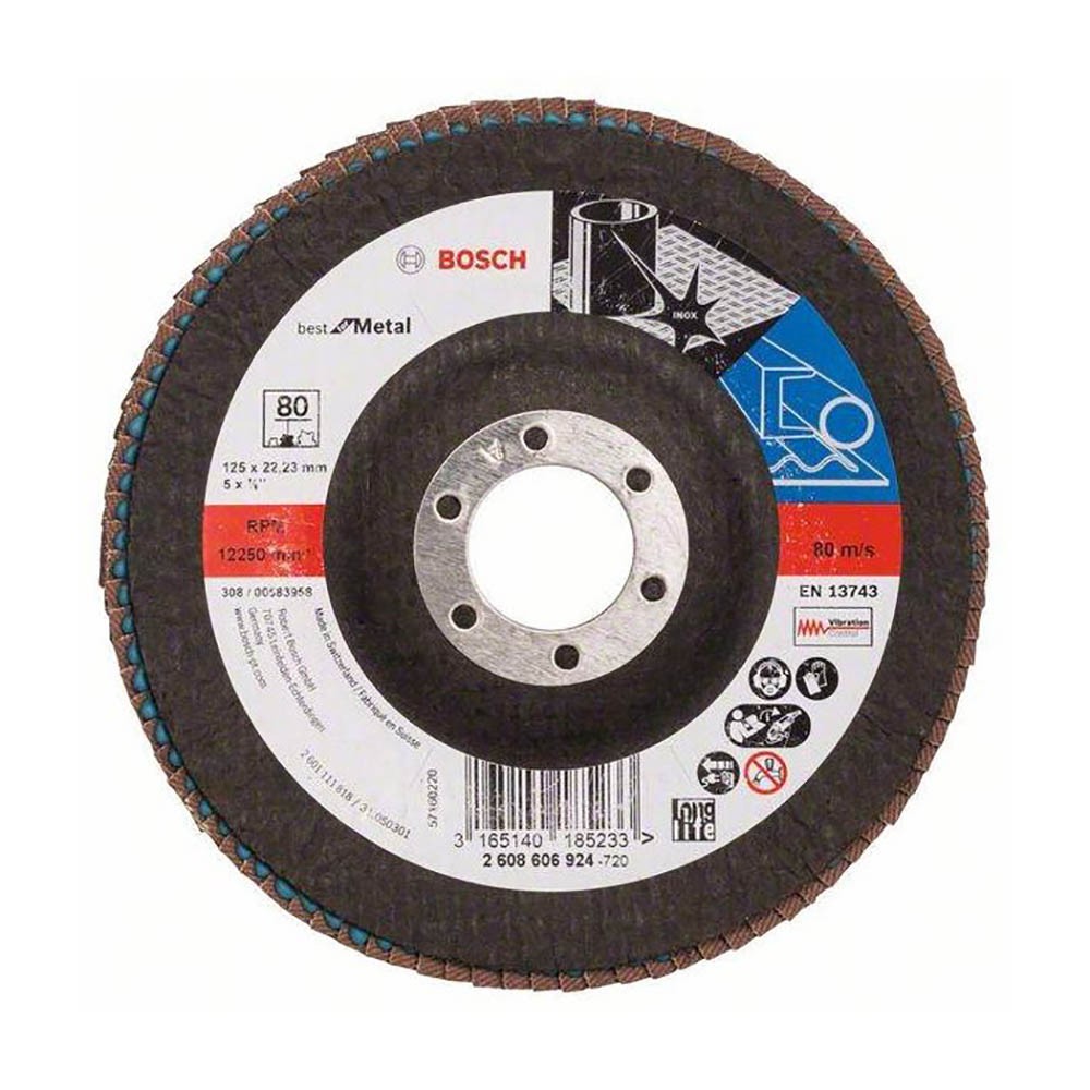 Круг лепестковый торцевой по металлу Bosch X571 Best for Metal 125х22.2мм K80 (924)