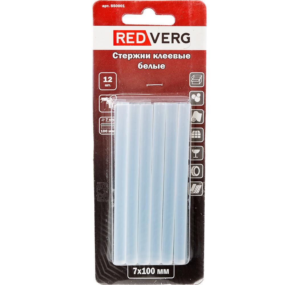 Клеевые стержни REDVERG белые прозрачные 7х100мм 12шт (850001)