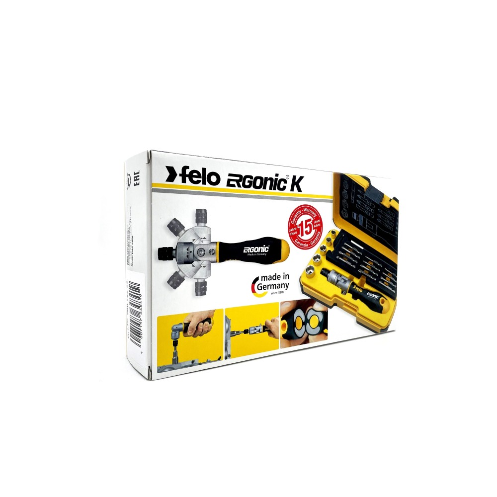 Felo Набор бит SL/PH/PZ/Tx/HEX и головок с поворотной трещоткой Ergonic K в кейсе, 22 шт 06072206