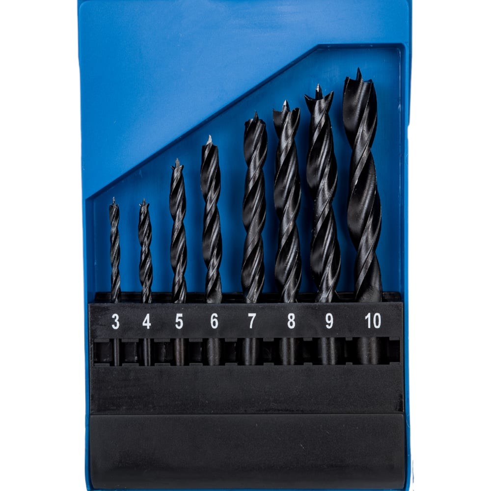 ЗУБР 8 шт: (3-4-5-6-7-8-9-10 мм), М-образная заточка, набор спиральных сверл по дереву, Профессионал (29421-H8)