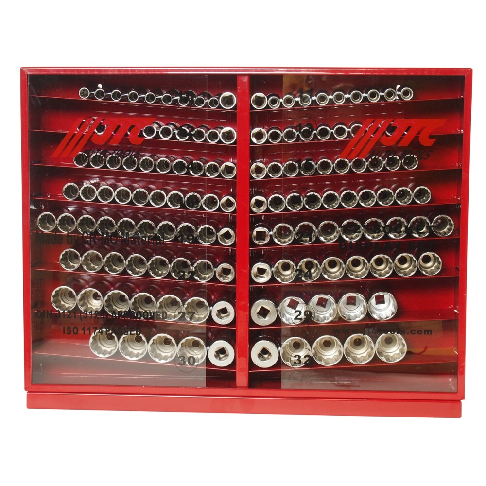 Набор головок торцевых 1/2" 12-ти гранных 10-32мм глубоких 137 предметов в металлическом шкафу JTC