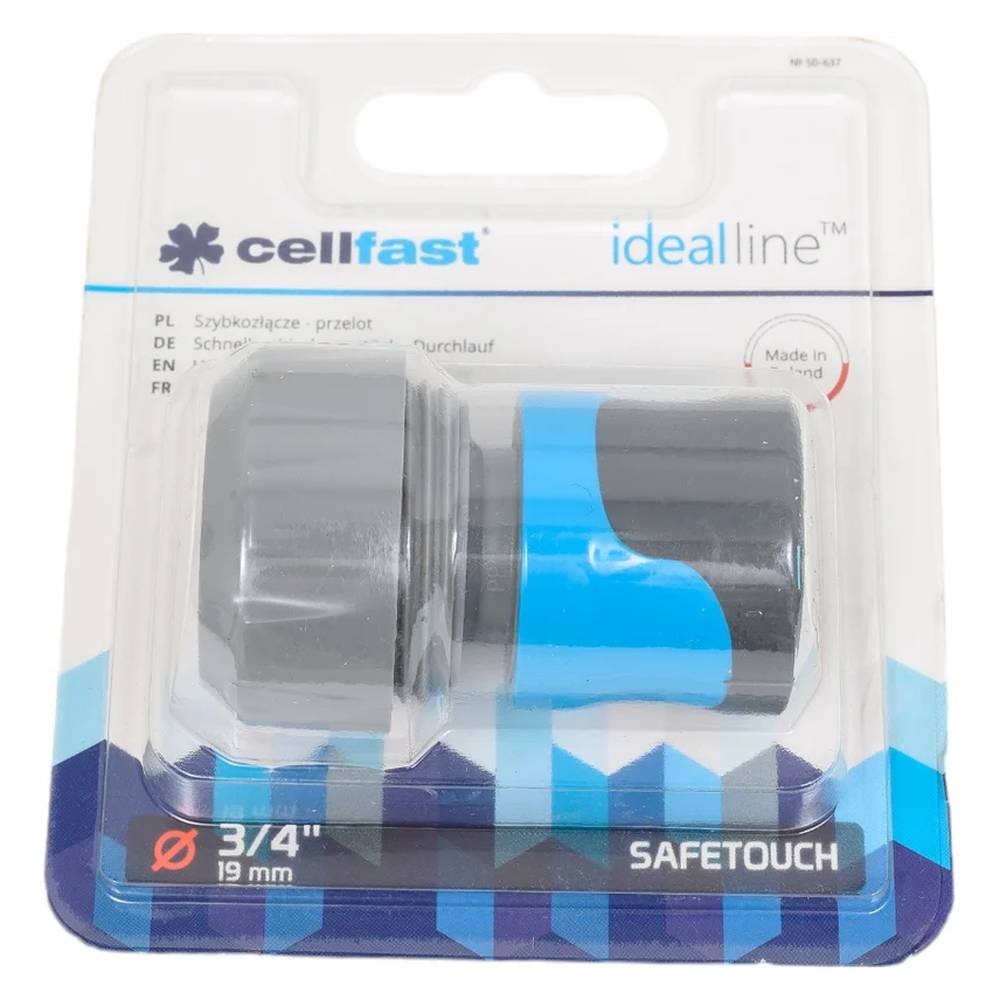 Коннектор Cellfast SAFETOUCH IDEAL с аквастопом 3/4'' (50-637)