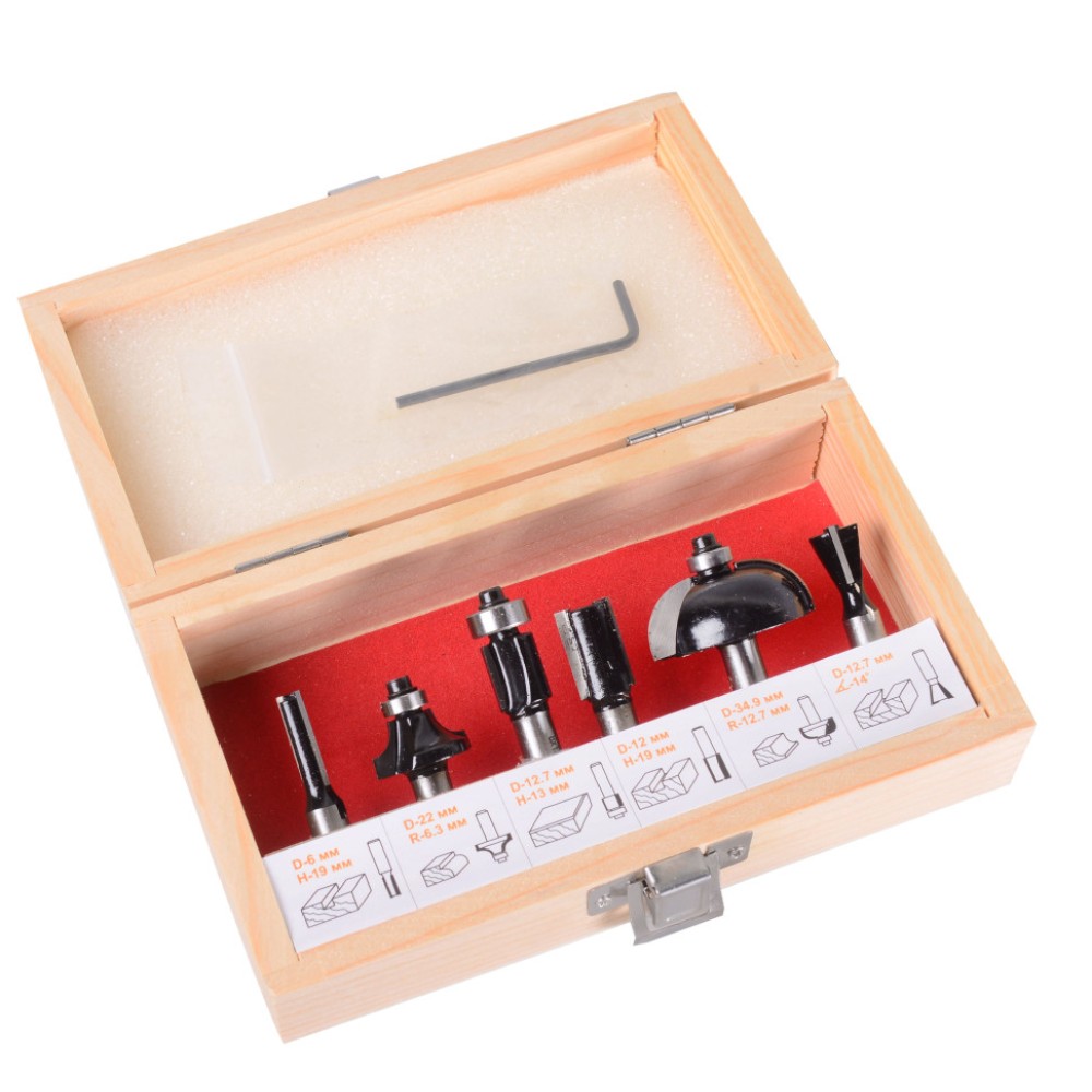 Набор фрез по дереву Вихрь 6шт (хвостовик 8мм), кейс