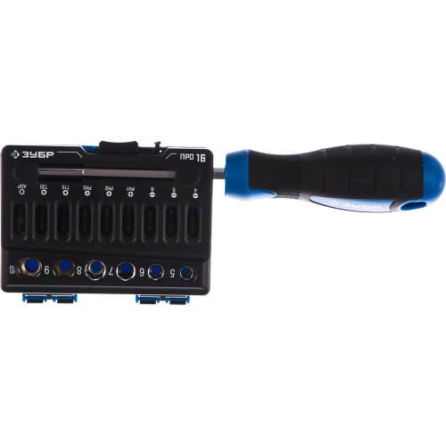 ЗУБР отвертка-битодержатель с насадками, Профессионал (25216)