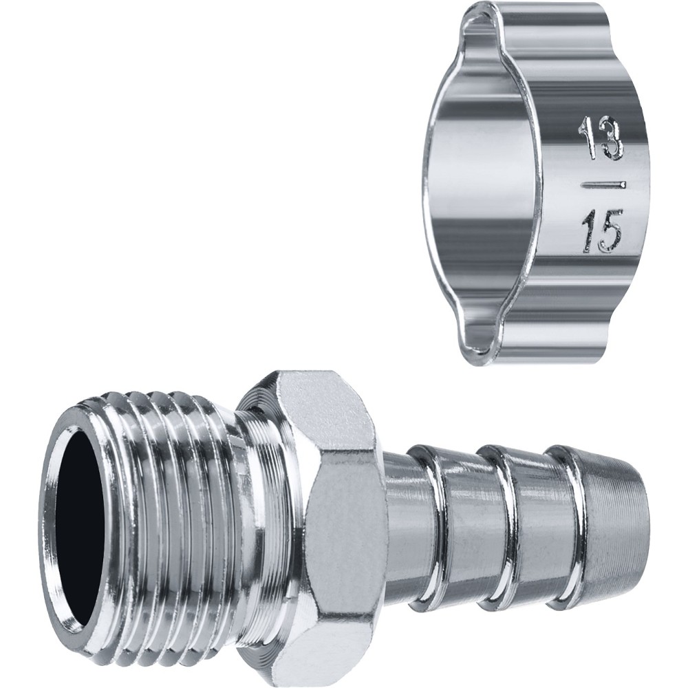 ЗУБР штуцер _елочка_, 10 мм - 3/8_M, переходник с обжимным хомутом, Профессионал (64924-3/8-10)