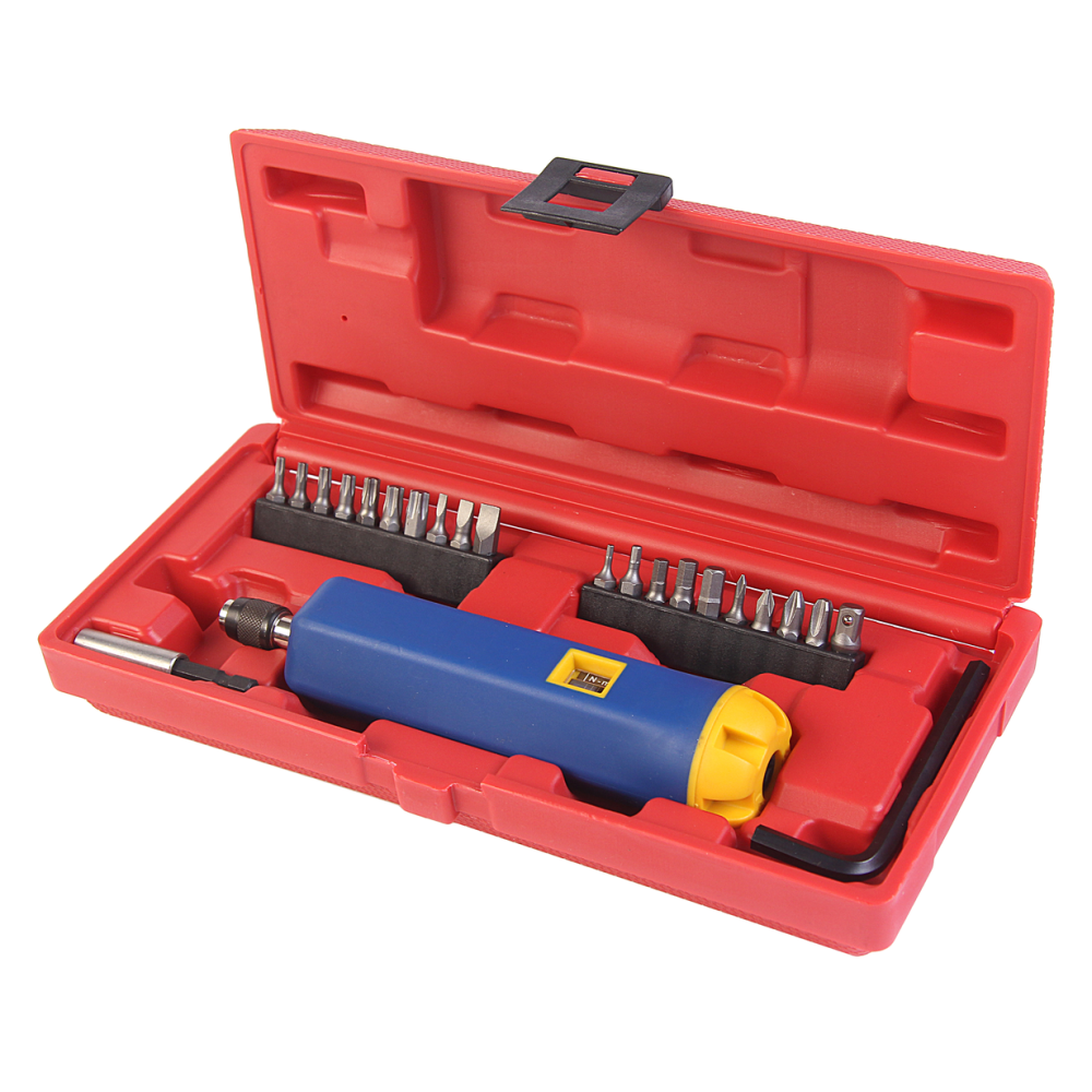 Отвертка динамометрическая 1/4" с набором бит и адаптеров в кейсе JTC