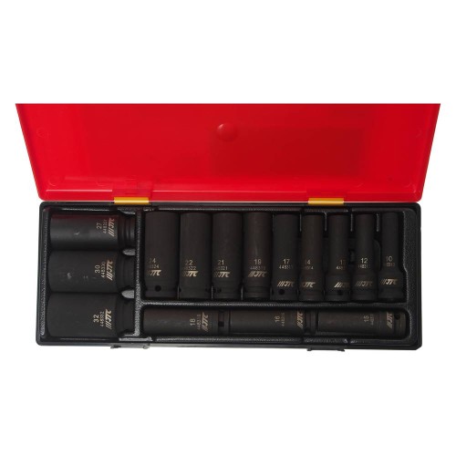 Набор головок торцевых глубоких ударных 12-гранных 1/2" 10-32мм (в кейсе) 15шт JTC /1