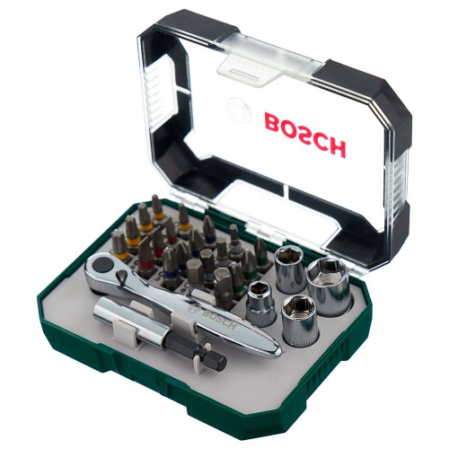 Набор бит Bosch + ключ-трещотка 26шт (322)