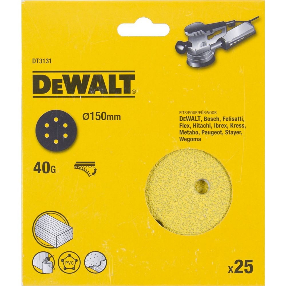Круг шлифовальный DeWalt DT3131 150мм 40G