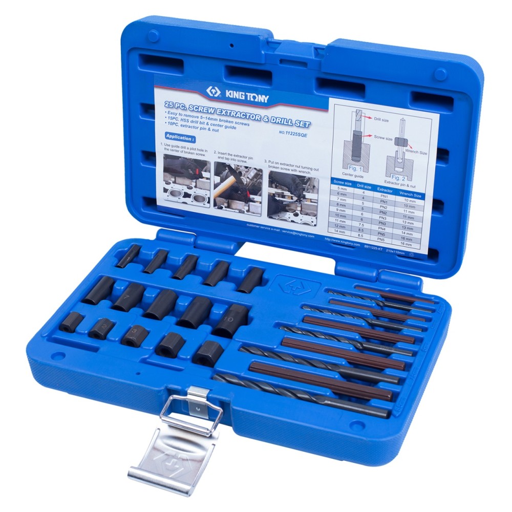 Набор экстракторов и свёрел (25 предметов) KING TONY