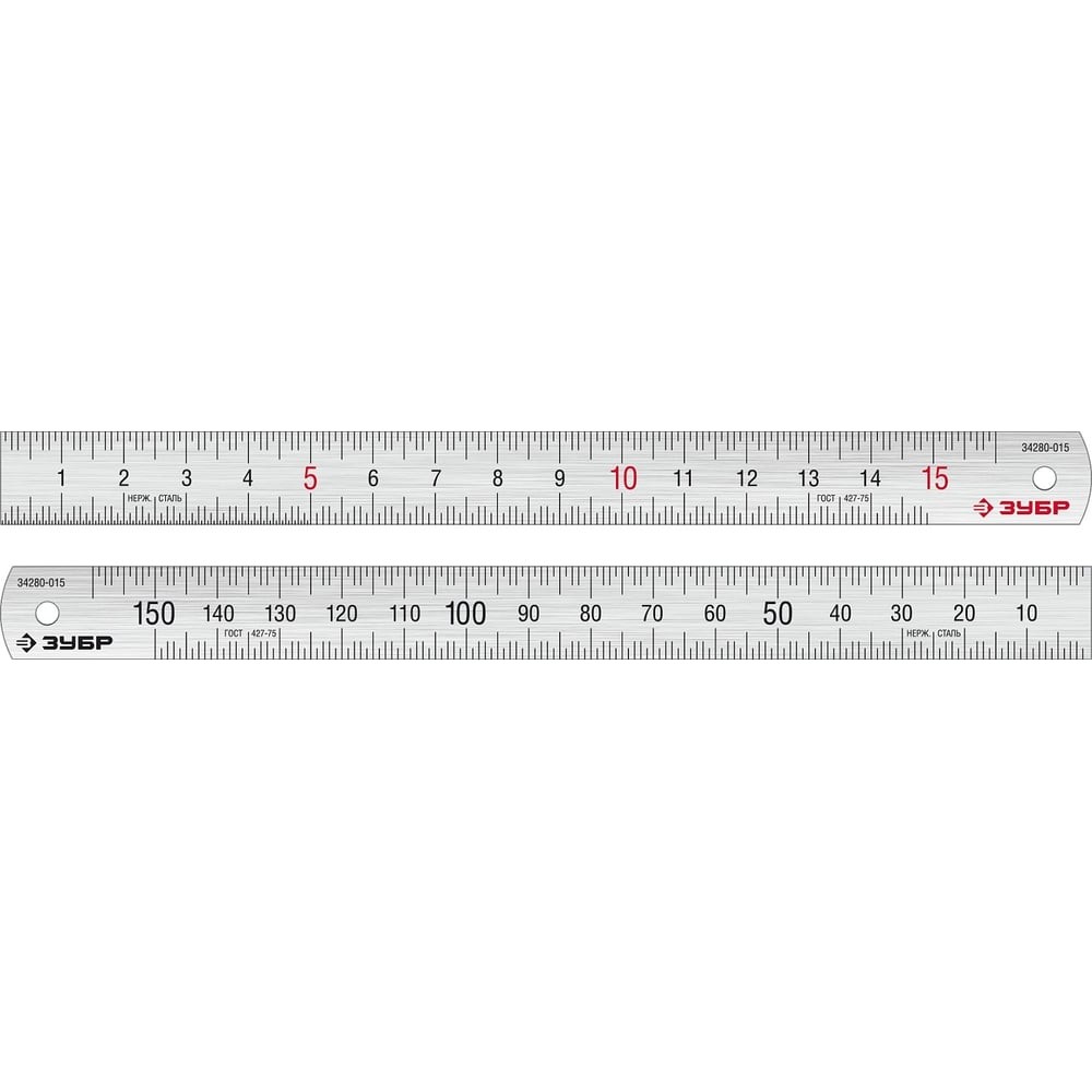ЗУБР Про-15, длина 0.15 м, усиленная нержавеющая линейка, Профессионал (34280-015)