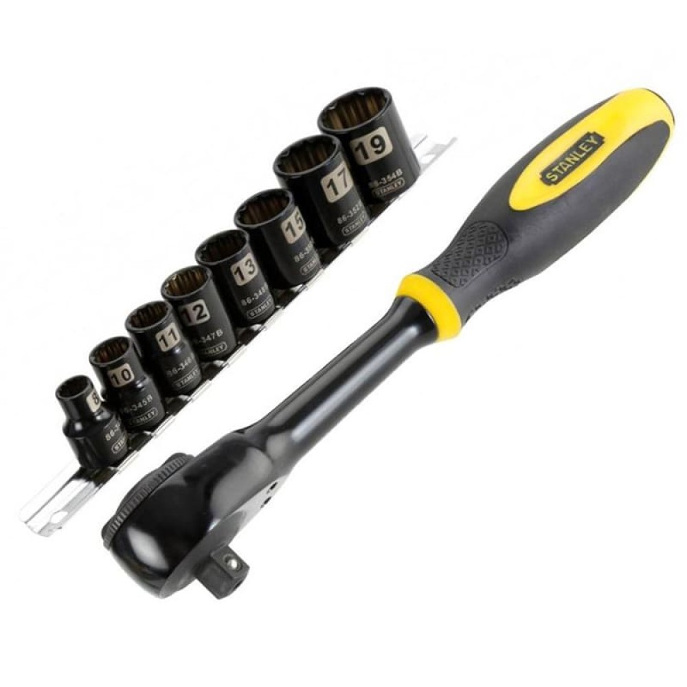 Набор STANLEY FatMax рукоятка с храповым механизмом + торцевые головки 3/8" 9 предметов 0-94-606