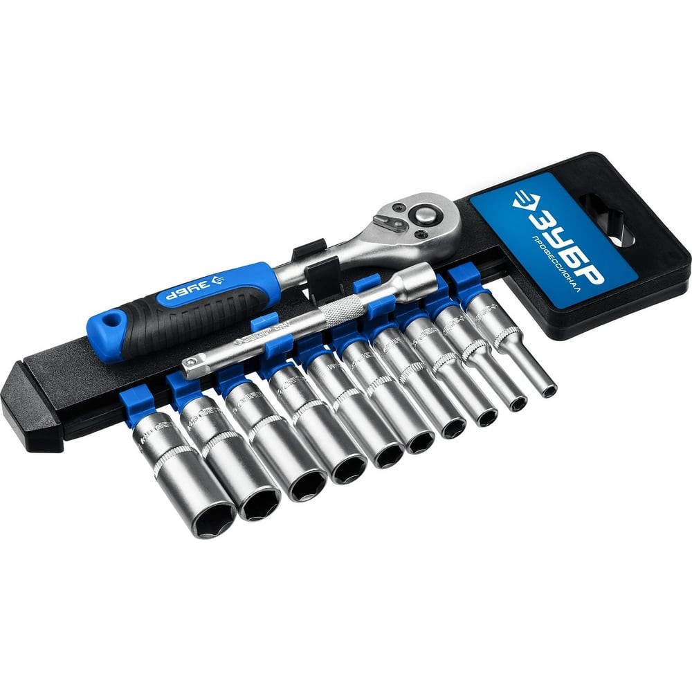 ЗУБР ТМ-12У, 12 предм., (1/4_), набор торцовых головок, Профессионал (27651-H12)