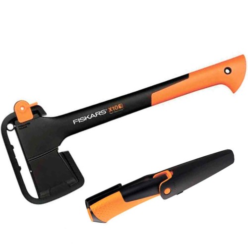 Набор Fiskars топор X10 + универсальный нож с точилкой
