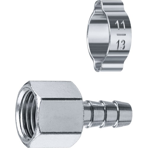 ЗУБР штуцер _елочка_, 8 мм - 1/4_F, переходник с обжимным хомутом, Профессионал (64923-1/4-08)