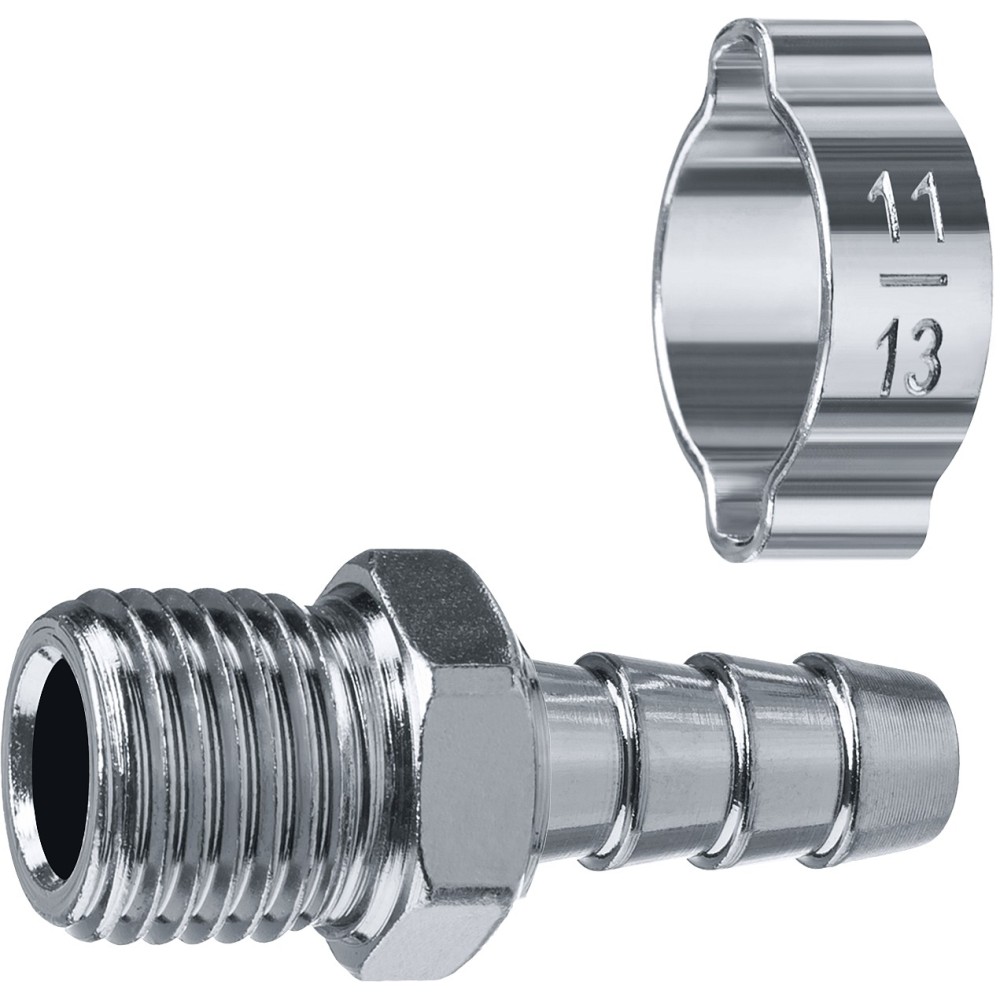 ЗУБР штуцер _елочка_, 8 мм - 1/4_M, переходник с обжимным хомутом, Профессионал (64924-1/4-08)