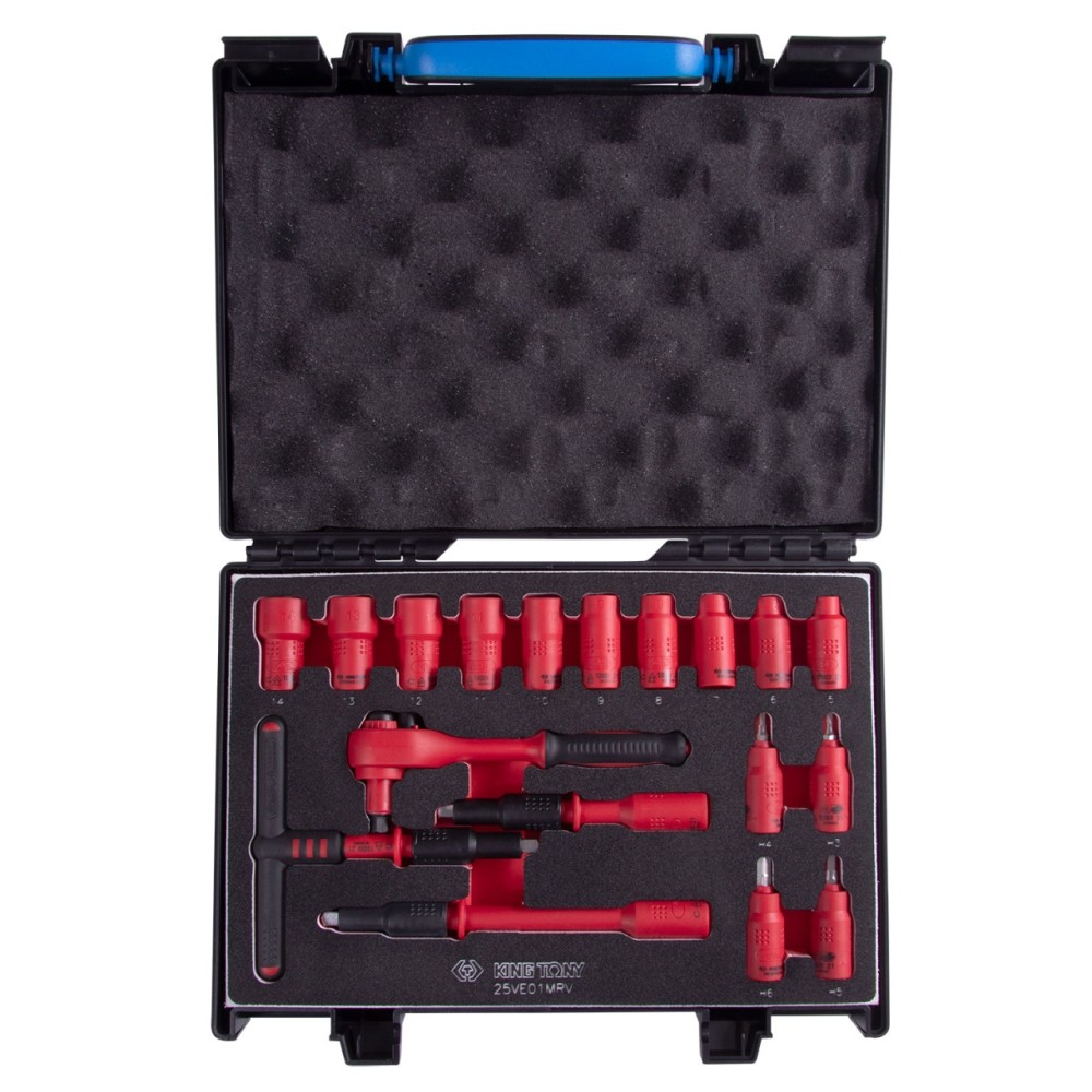 Набор торцевых диэлектрических головок с принадлежностями 1/4", шестигранные, 5-14 мм, 18 предметов