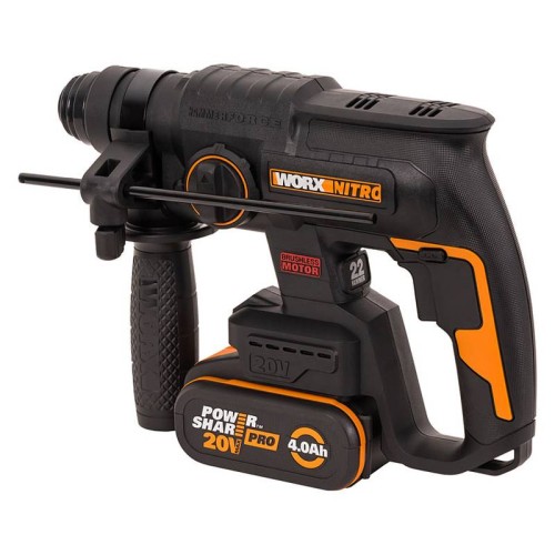Перфоратор аккумуляторный бесщеточный WORX WX381, 20В, 4Ач x1, ЗУ 2А, кейс