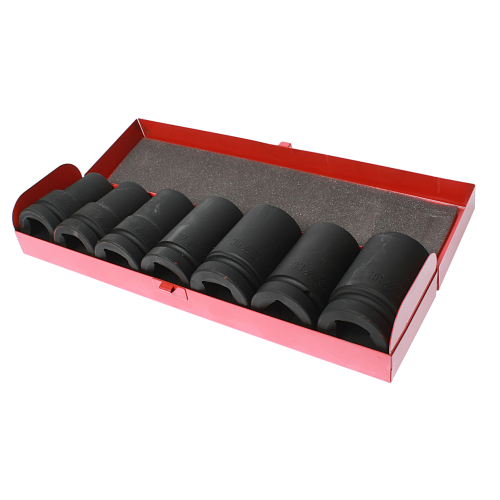 Набор головок торцевых 1" 6-ти гранных 24-38мм ударных глубоких 7 предметов в кейсе JTC