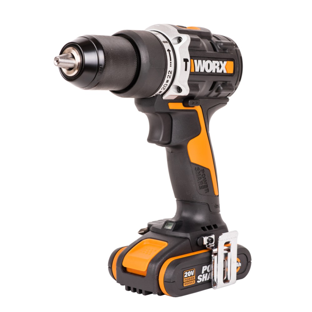 Дрель-шуруповерт ударная аккумуляторная WORX WX352, 60Нм, 20В, бесщеточная, 2Ач x2, ЗУ 2А, кейс