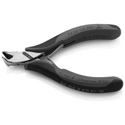 Кусачки торцевые для электроники ESD, маленькая фаска, губки 15°, 120 мм, 2-комп антистатические руч