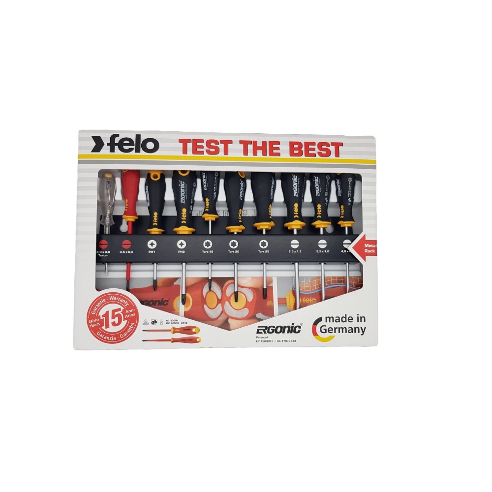 Felo Набор отверток Ergonic, Отвертка диэлектрическая и отвертка тестер напряжения 10 шт 40091013