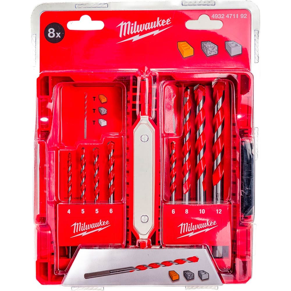 Набор сверл по бетону Milwaukee Премиум 4-12мм 8шт ударные (192)