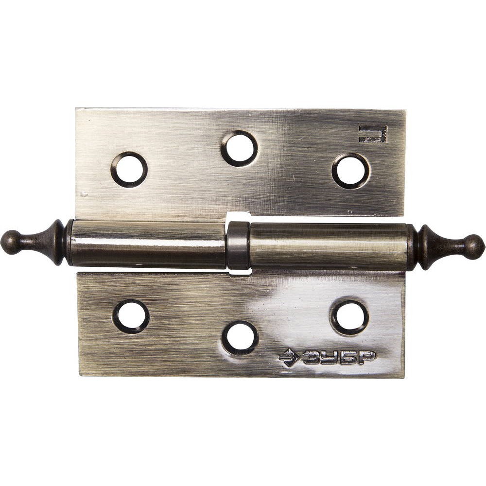 ЗУБР 75 х 63 х 2.5 мм, разъемная, правая, цвет старая латунь (AB), 2 шт, карточная петля (37605-075-5R)