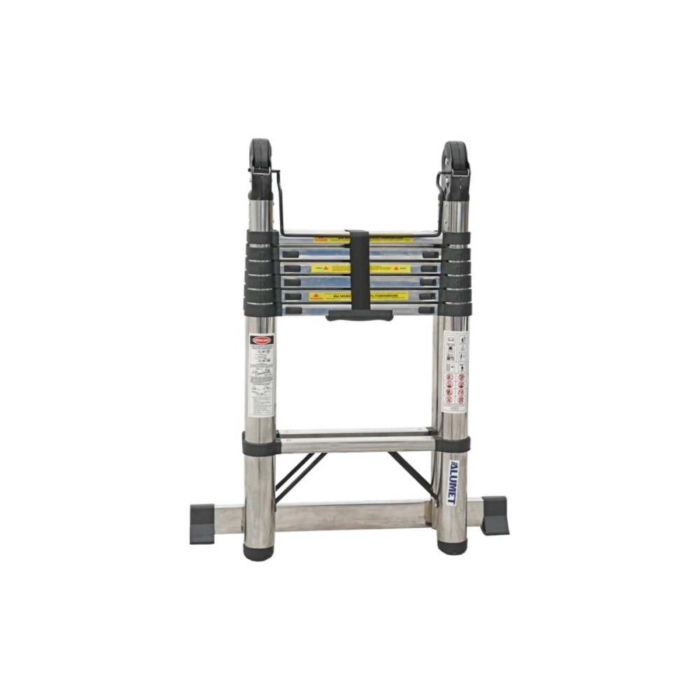 Лестница Алюмет 2,2*7 стальная телескопическая двухсторонняя с шарниром