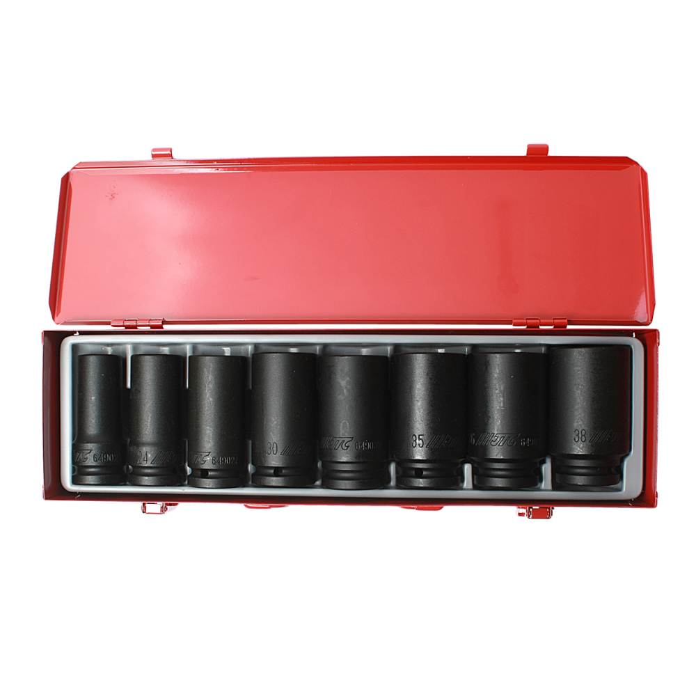 Набор головок торцевых 3/4" 6-ти гранных 21-38мм ударных глубоких 8 предметов в кейсе JTC