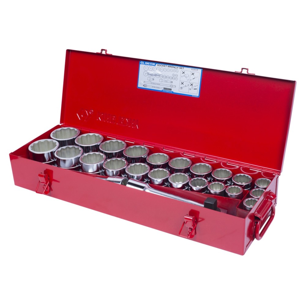 Набор торцевых головок с принадлежностями 3/4", двенадцатигранные, 22-50 мм, 7/8"-2", 26 предметов K