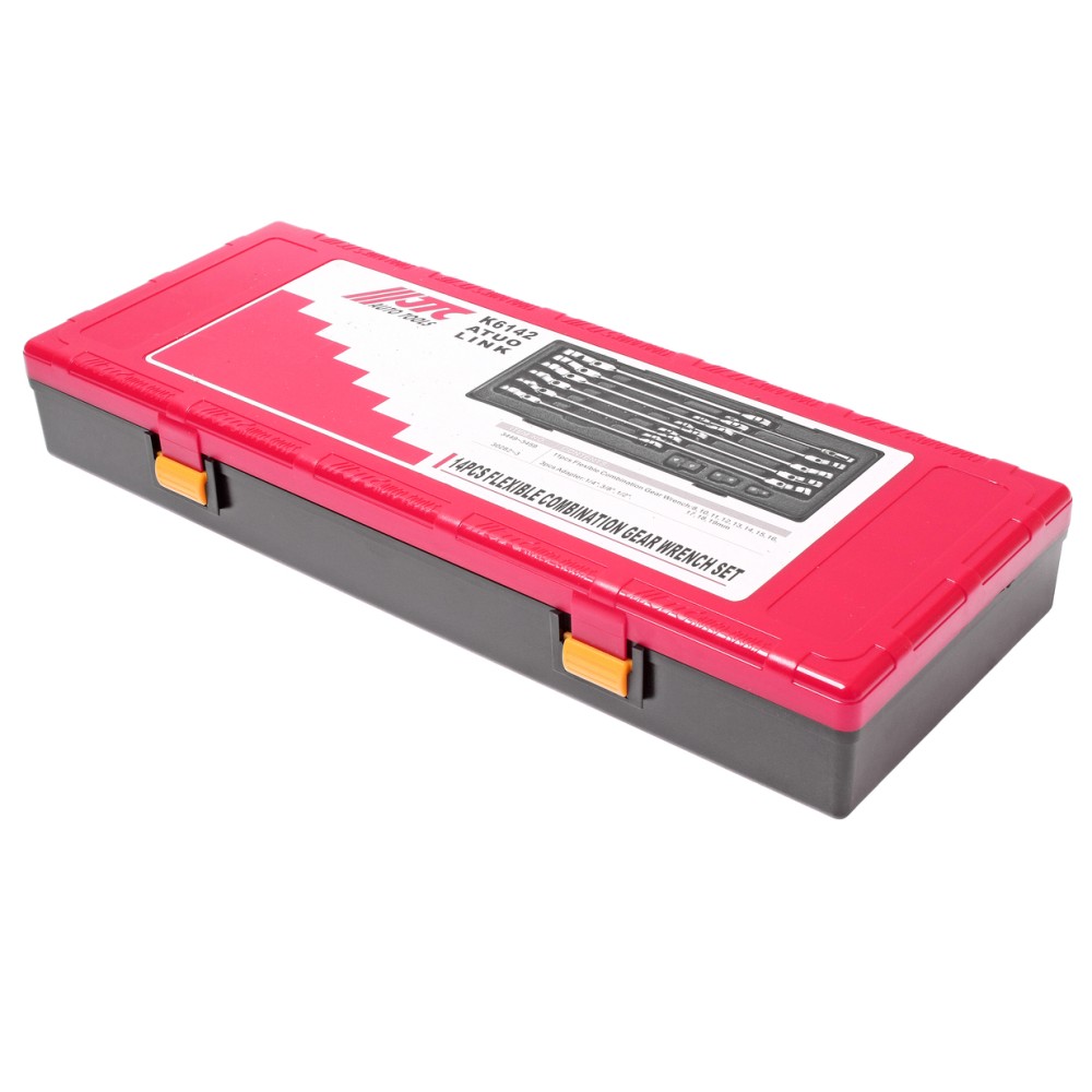 Набор ключей комбинированных 8-19мм трещоточных с подвижной головкой 14 предметов в кейсе JTC-K6142