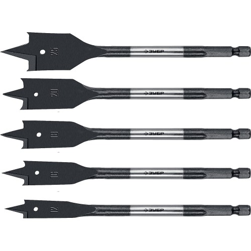 ЗУБР 5 шт, 12-16-18-20-25 мм, хвостовик HEX 1/4_, набор перовых сверл по дереву (29505-H5)