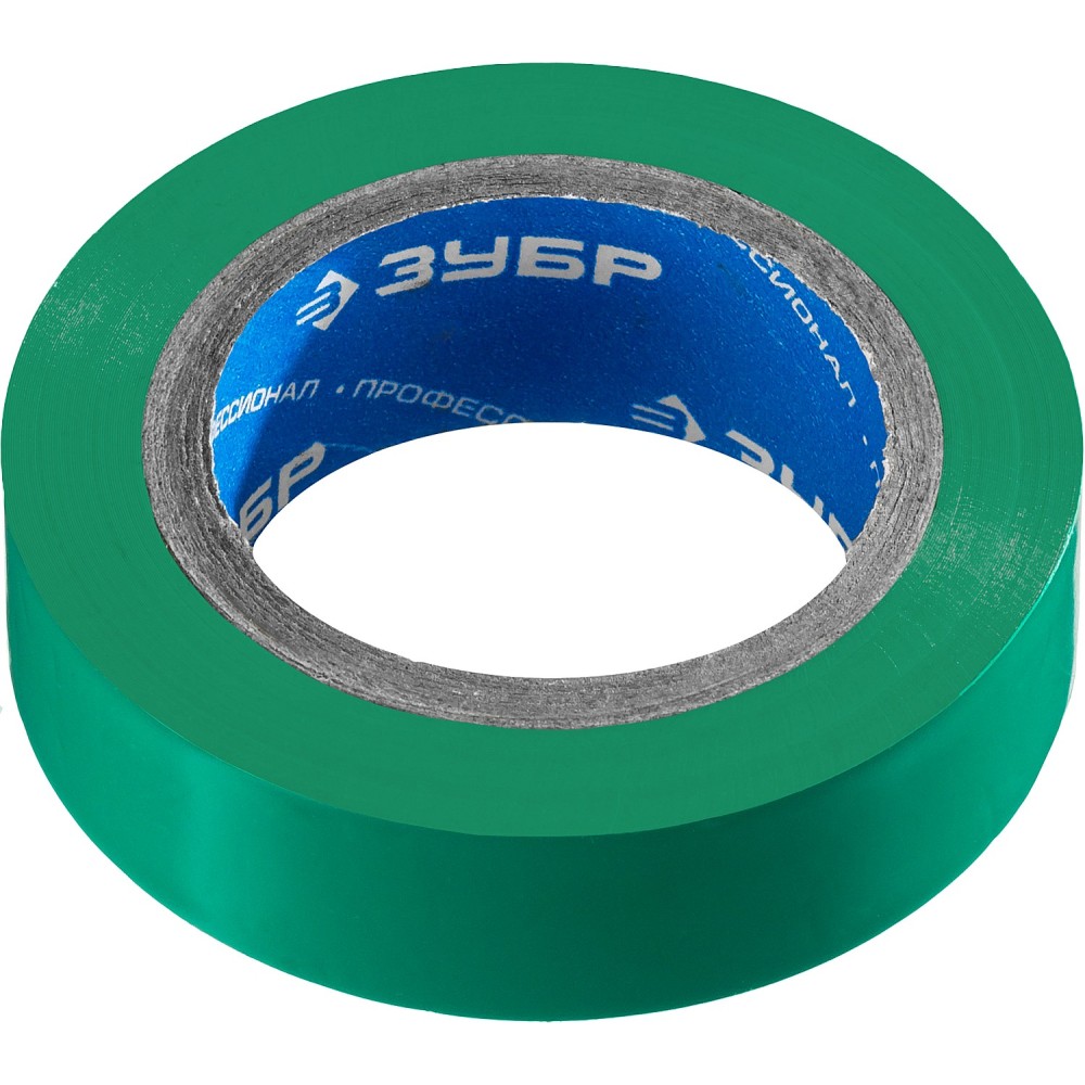 ЗУБР ЭЛЕКТРИК-10, 15 мм х 10 м, 6 000 В, зеленая, не поддерживает горение, изолента ПВХ, Профессионал (1233-4)