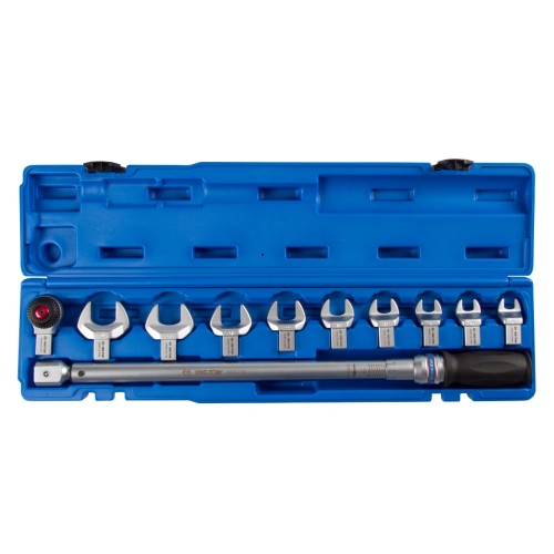 Динамометрический ключ серии "FIT", 14х18 мм с набором рожковых насадок 13-30 мм, 60-340 Нм, кейс KI