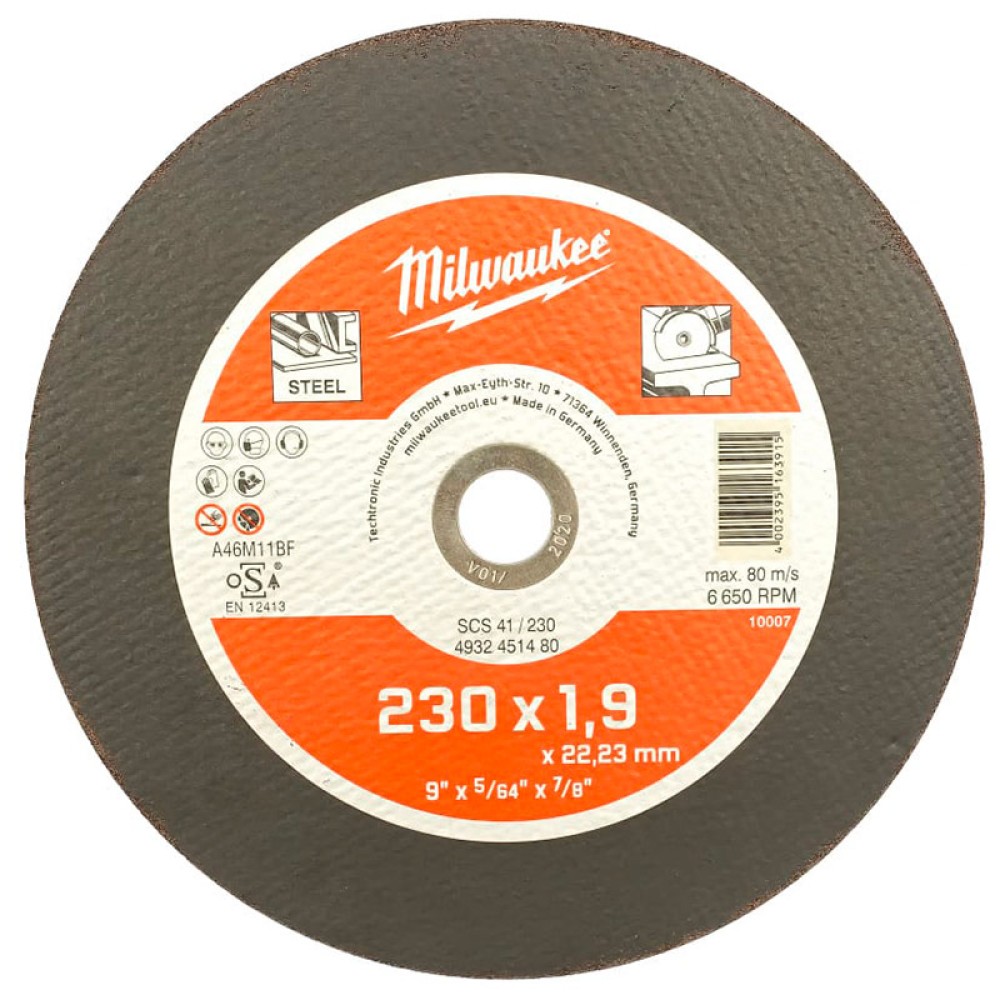 Круг шлифовальный по металлу Milwaukee 230x1.9x22.2мм (483)