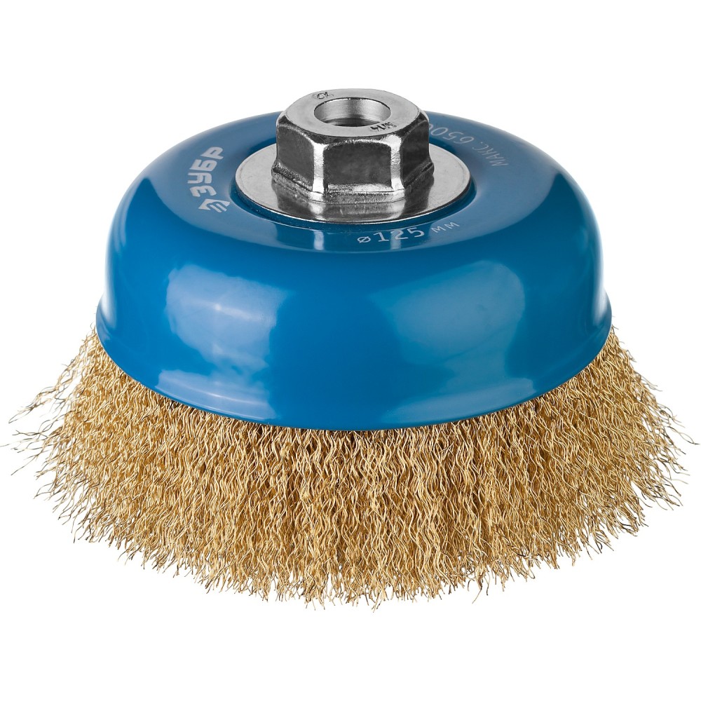 ЗУБР 125 мм, витая стальная латунированная проволока 0.3 мм, чашечная щетка-крацовка для УШМ, Профессионал (3526-125)