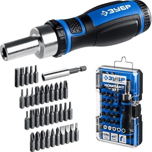 ЗУБР Компакт-37, 37 предм., реверсивная отвертка с насадками, Профессионал (25164-H37)