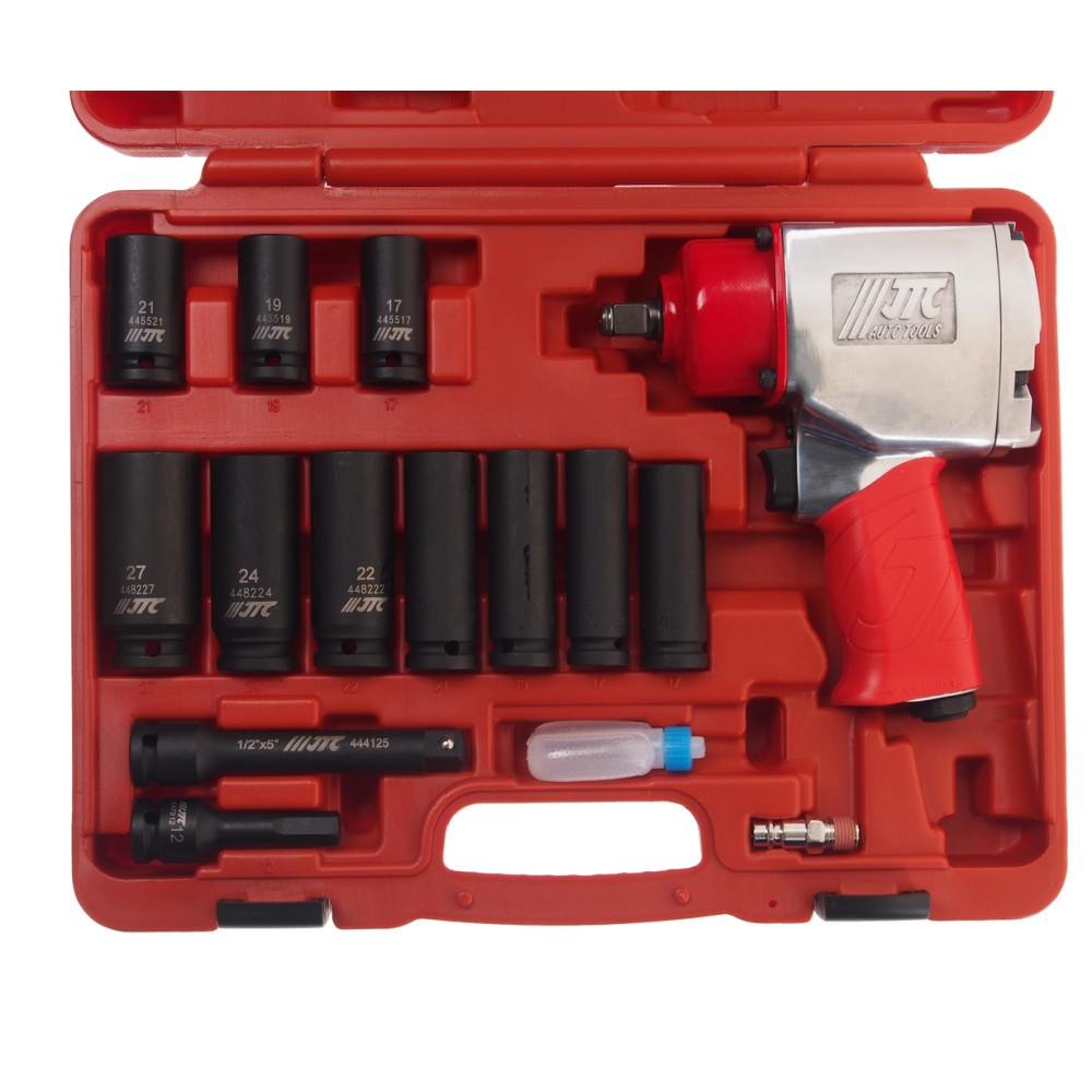 Набор инструментов для шиномонтажа (пневмогайковерт JTC-5812 1/2" 1085Нм) 15 предметов в кейсе JTC JTC-7663K2
